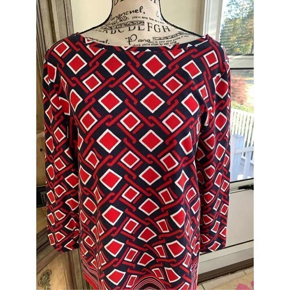 Talbots Red & Black Boat Neck Top